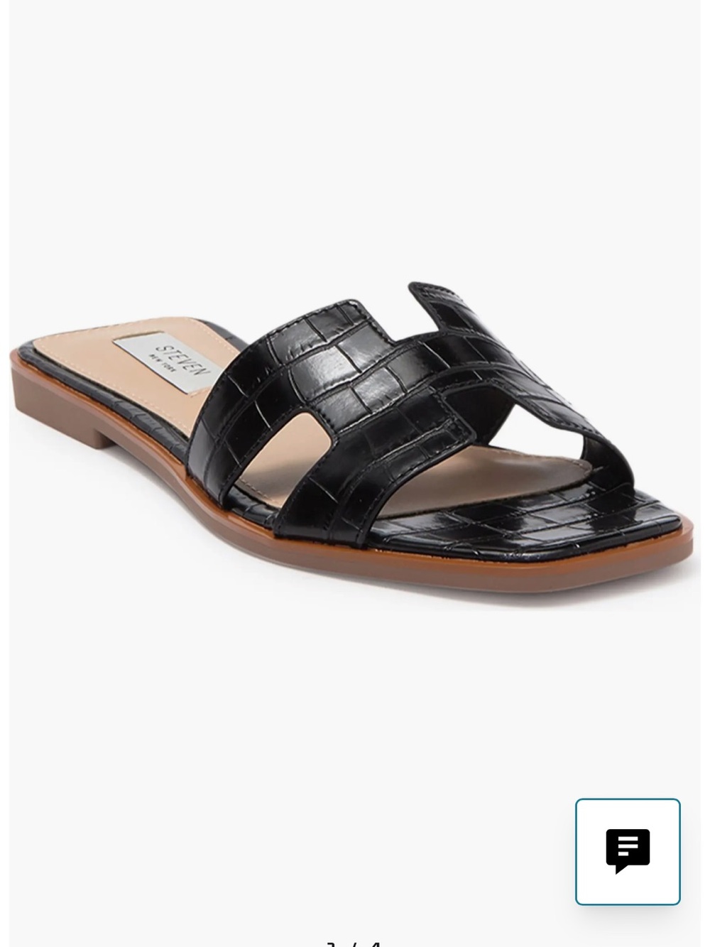 NWT Steve Madden Eadie Black Croc Slide Mule